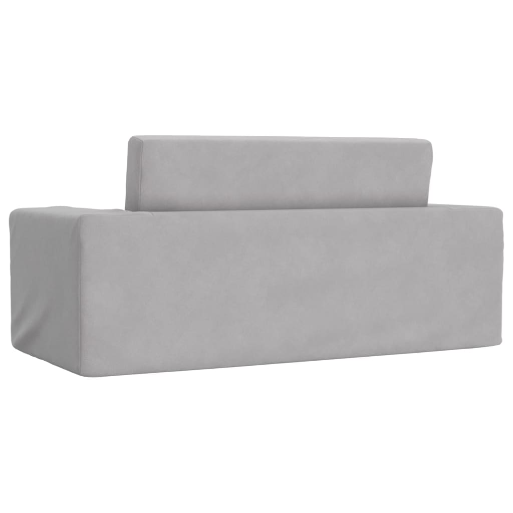 Kids Sleeper Sofa 2 Seater Light Grey Soft Plush