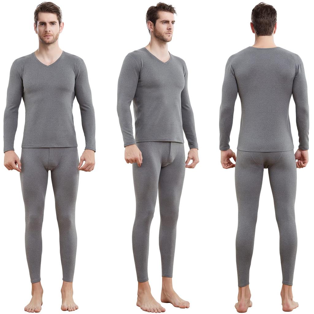Boyzn Thermal Innerwear Set and Underpants and Warm Innerwear Light Men's Fleece-Lined [Moisture-Wicking, Heat-Resisting, Warm], Set, Heattech, Gray-S