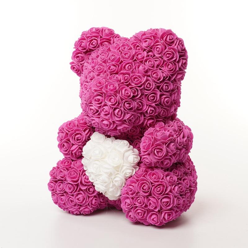 Fiore di schiuma da 40 cm PE Orso di rosa che tiene l'orso del cuore Qixi Regalo di compleanno di San Valentino