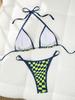 Kariertes Spitzen-Dreiecks-Bikini-Badeanzug mit Brustpolster - Sexy Europäischer und Amerikanischer Stil für Damen