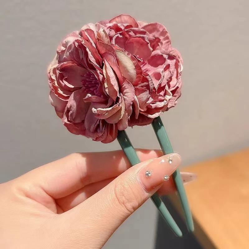 Dried Rose Hairpins Ancient-style HanfuRetro Cheongsam Accessories Updo Hairpins Hairpins and Hair Ornaments