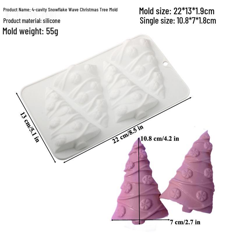 Shenhong Christmas Silicone Mold: 6-Cavity Tree & Santa Decorations for Mousse Cake and Chocolate Baking