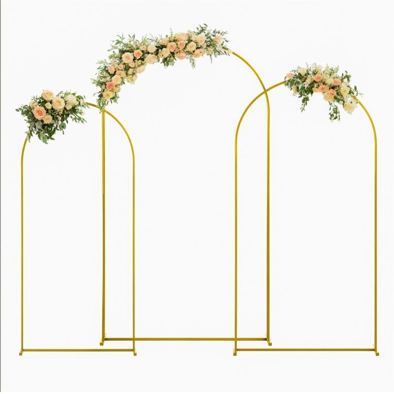 Goldener Eisen Hochzeitsbogen Dekor mit mehreren Größen Einfache Montage Party Hintergrundstruktur