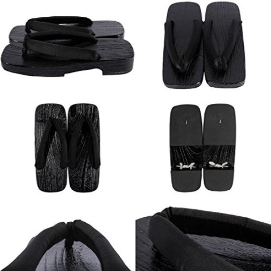 Authentic Paulownia Wood Geta Size L 8(eight) 2-color (Geta) Black,