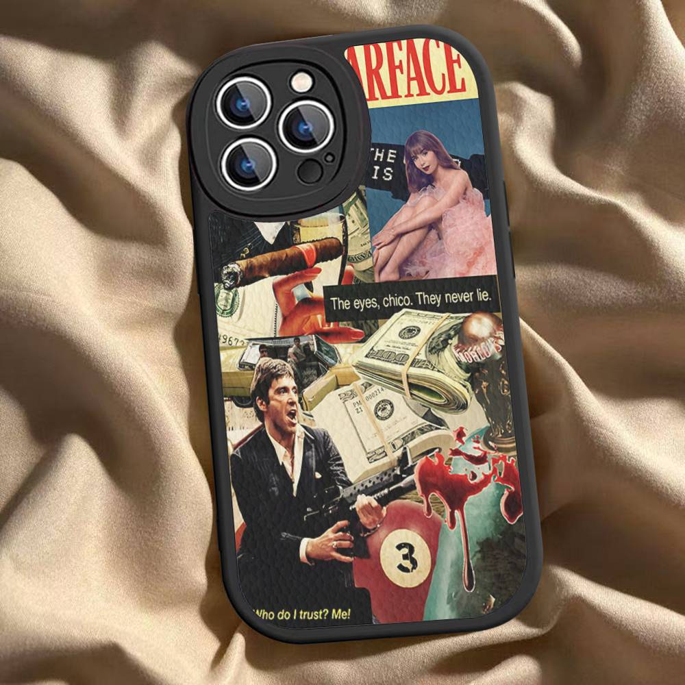 Vintage Classic S-scarface PU Leather Phone Case For IPhone 16 15 14 13 12 11 Pro Max Plus Back Fundas