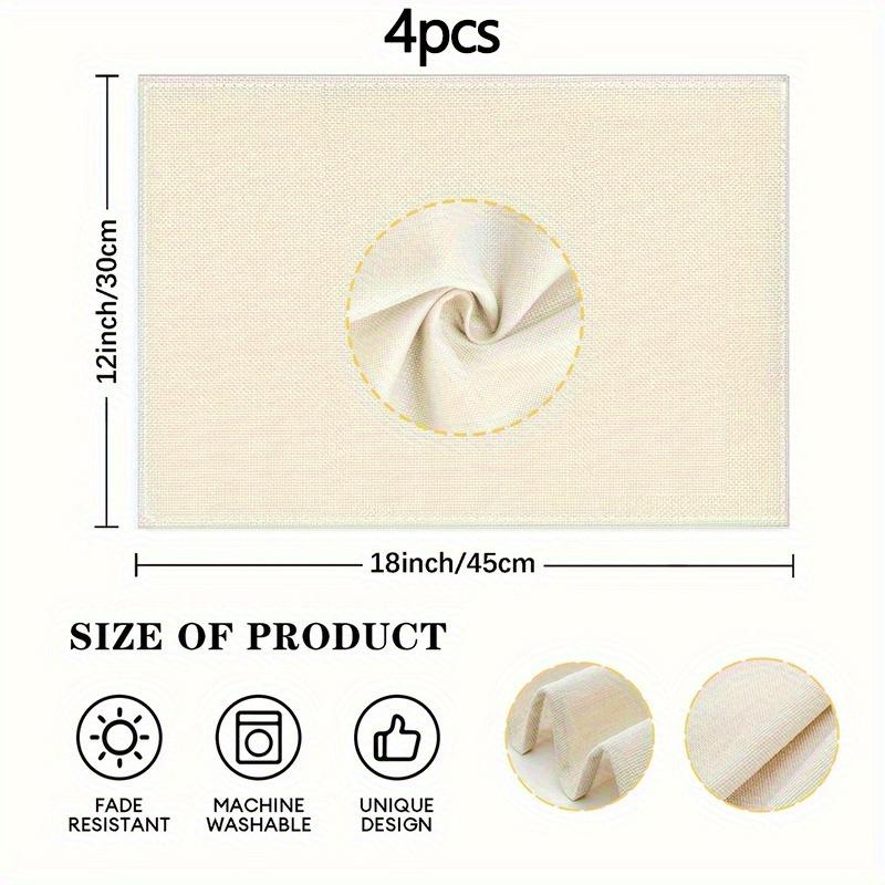 4pcs Linen Placemats Set, Golden Bells and Winter Snow Design, 12x18 Inches, Perfect for Kitchen Dining Table or Coffee Table Decor, Adds Festive
