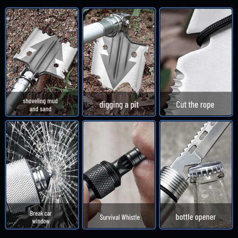 Folding Multifunctional Outdoor Entrenching Shovel - Manganese Steel Military & Camping Tool