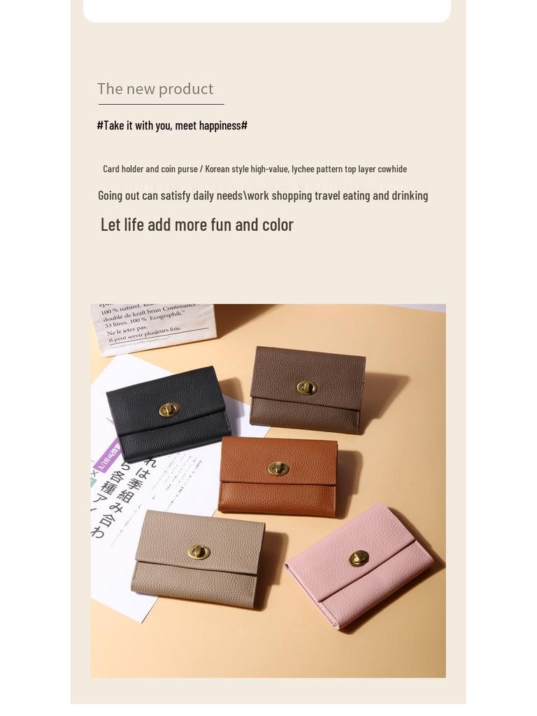 2024 Koreanischer Stil Echtes Leder Multifunktionale Geldbörse: Kompaktes Retro Kartenetui & Münzfach