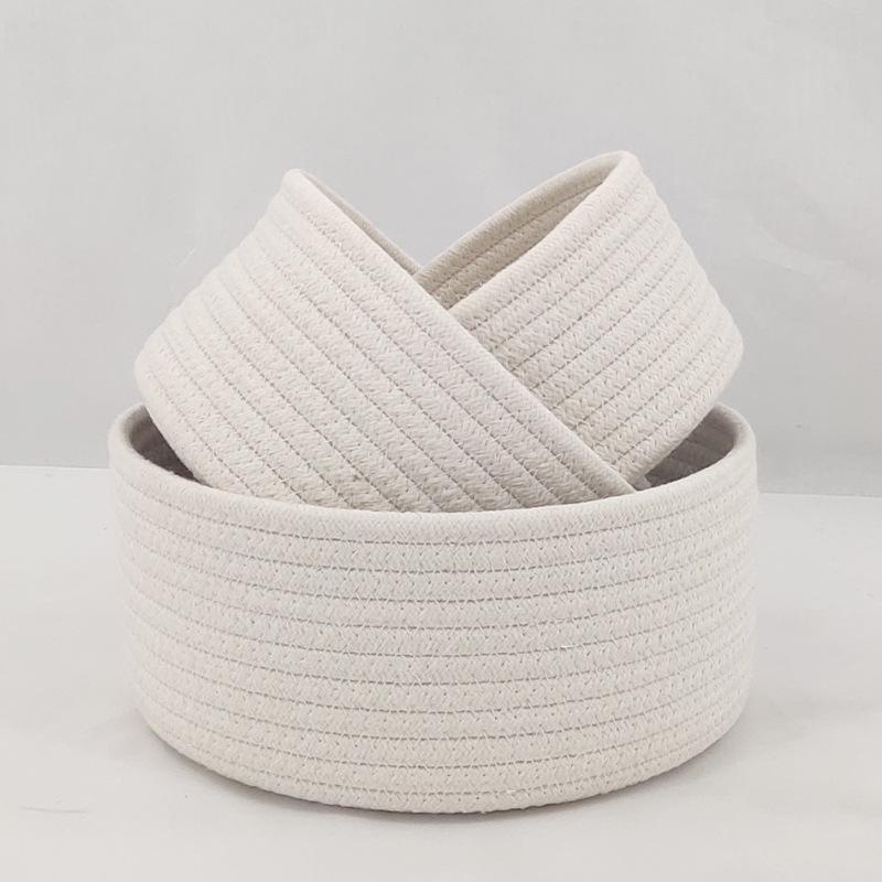 Handmade Cotton Rope Storage Basket for Desktop Sundries, Cosmetics, Snacks, and Entrance Organization
