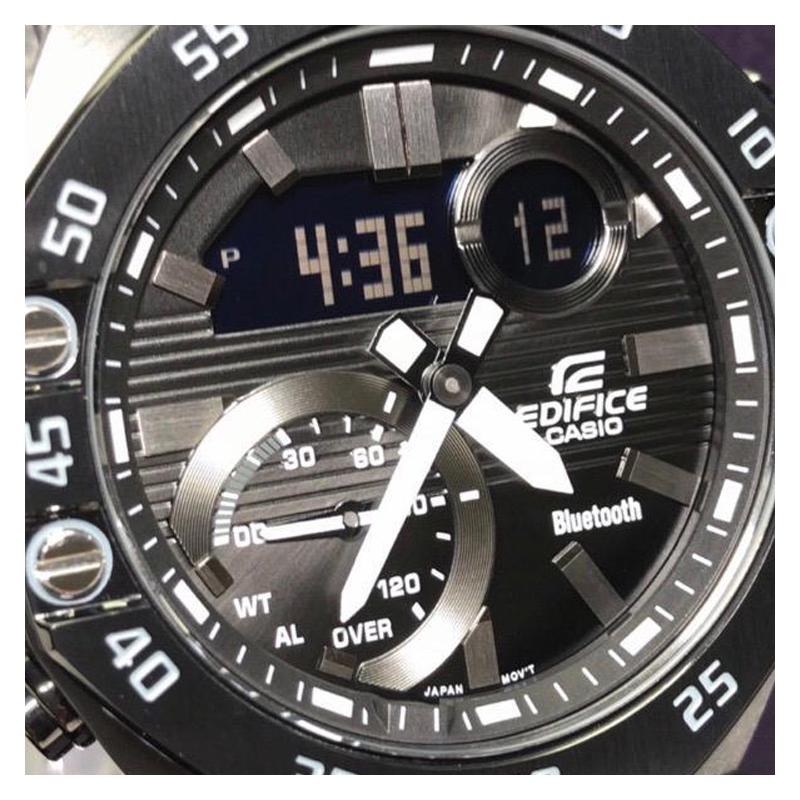 Casio CASIOEDIFICE Bluetooth Casual Business Watch Quartz Movement Stainless Steel Strap Japanese and Korean Watch Men's Watch Black Dial ECB-10DC-1A