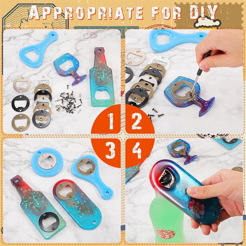 Bottle Opener Inserts Kit Stainless Steel Round Bottle Opener Inserts with Screws and Screwdriver for Bottle Opener DIY Mould1