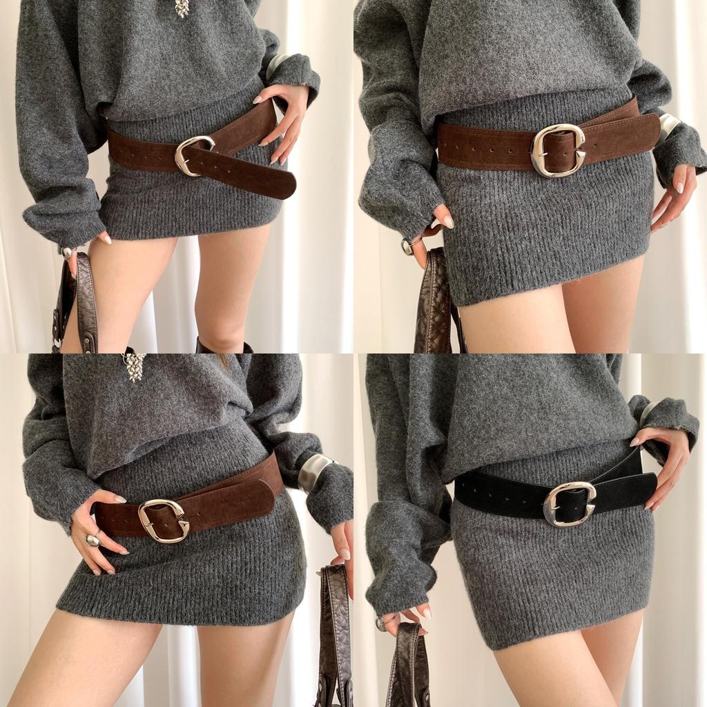Elegant Pu Wide Belt For Women With Alloy Buckle For Dress And Jeans Styling