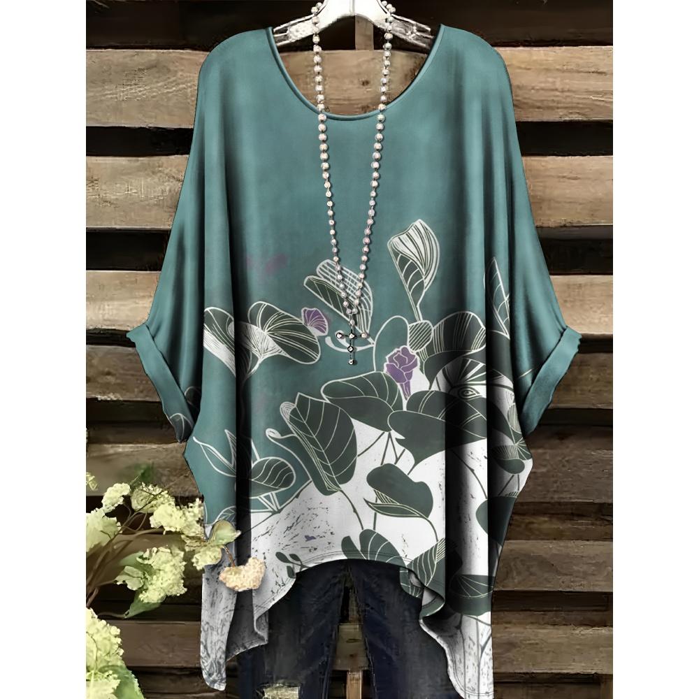 2025 Bohemian Chic Oversized Minimalist Cute Panda Print Irregular Hem Round Neck T-Shirt Stylish and Versatile Machine Washable