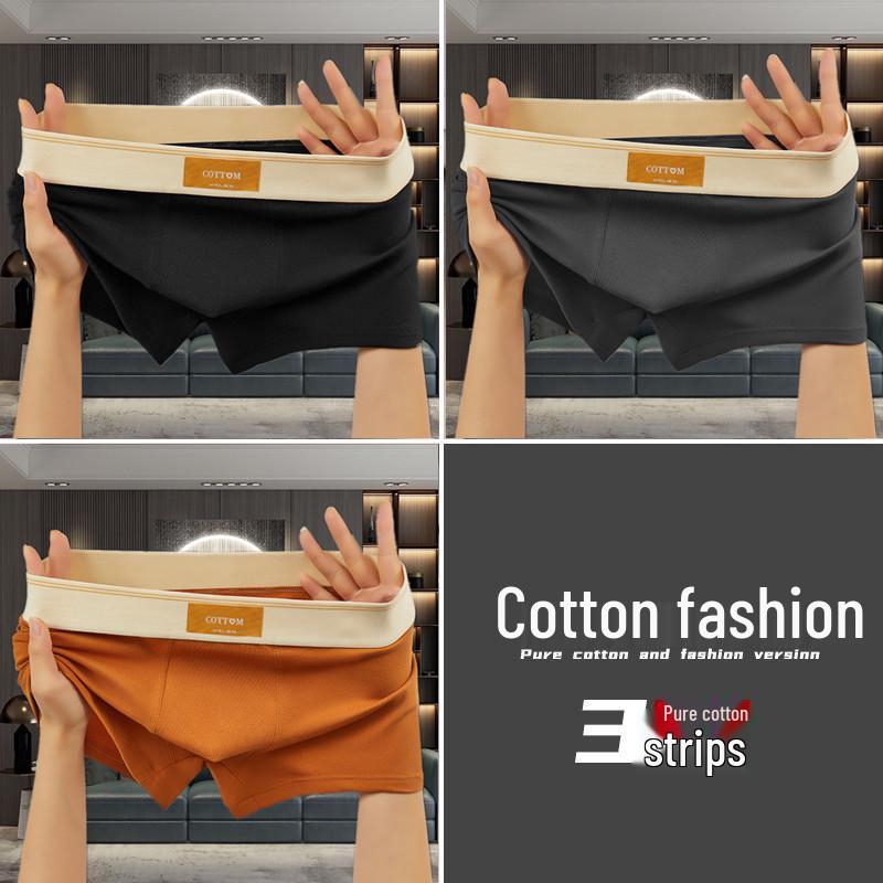 Pure Cotton Men's Boxer Briefs - Loose, Plus Size, Mid-Rise Four-Corner Underwear