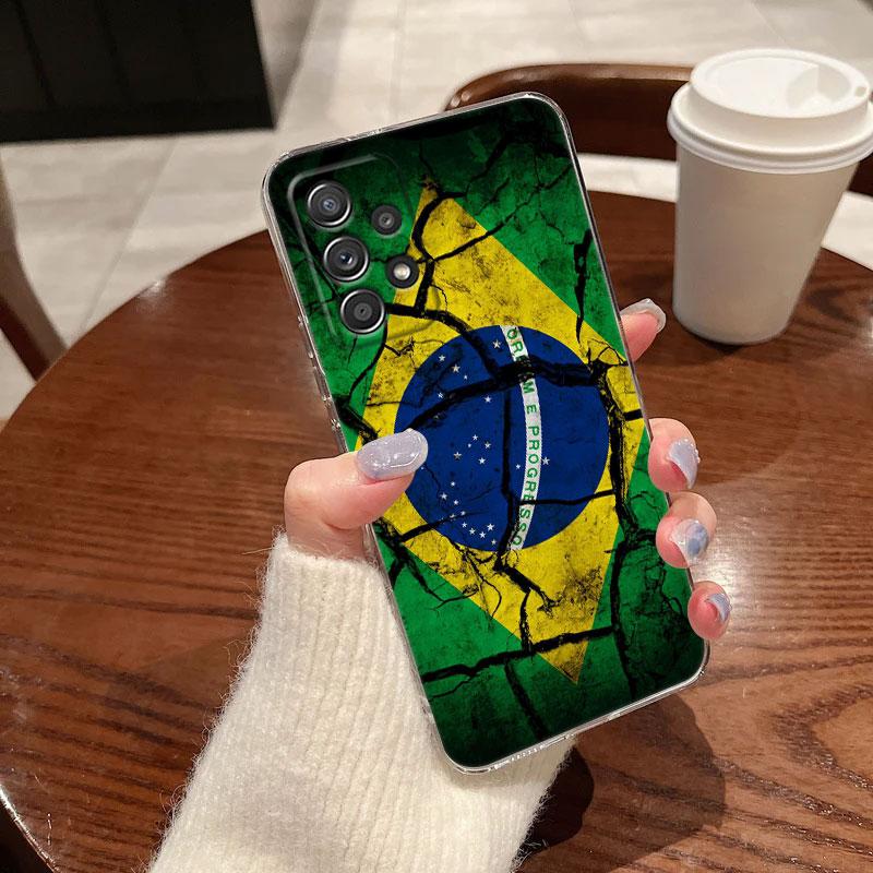 Brazil Flag Clear Soft Phone Case For Samsung Galaxy A56 A57 A37 A55 A54 A36 A35 A26 A25 A16 A17 A07 A52 A34 A73 A53 A21s Cover