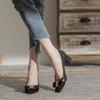 Fashion Luxury Leather Casual Metal Decoration Shoes For Women Woman Footwear Chunky Heels Square Toe Block Heel With Medium Young L A E