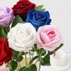 Yannew 5pcs Velvet Artificial Rose Flowers with Long Stem Valentines Day Red Gift Roses for DIY Wedding Bouquets Home Room Decor