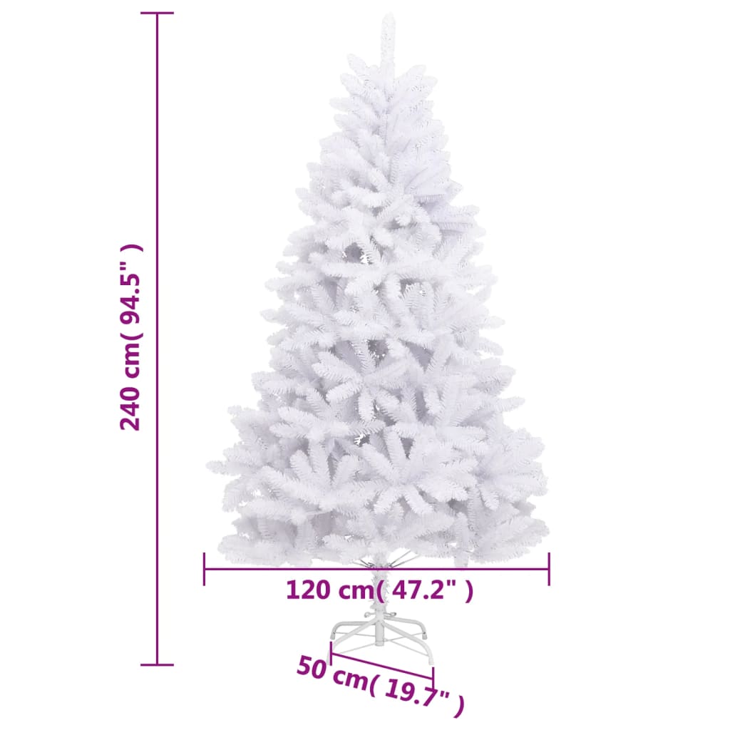 Artificial Christmas Tree Foldable with Stand White 240 Cm