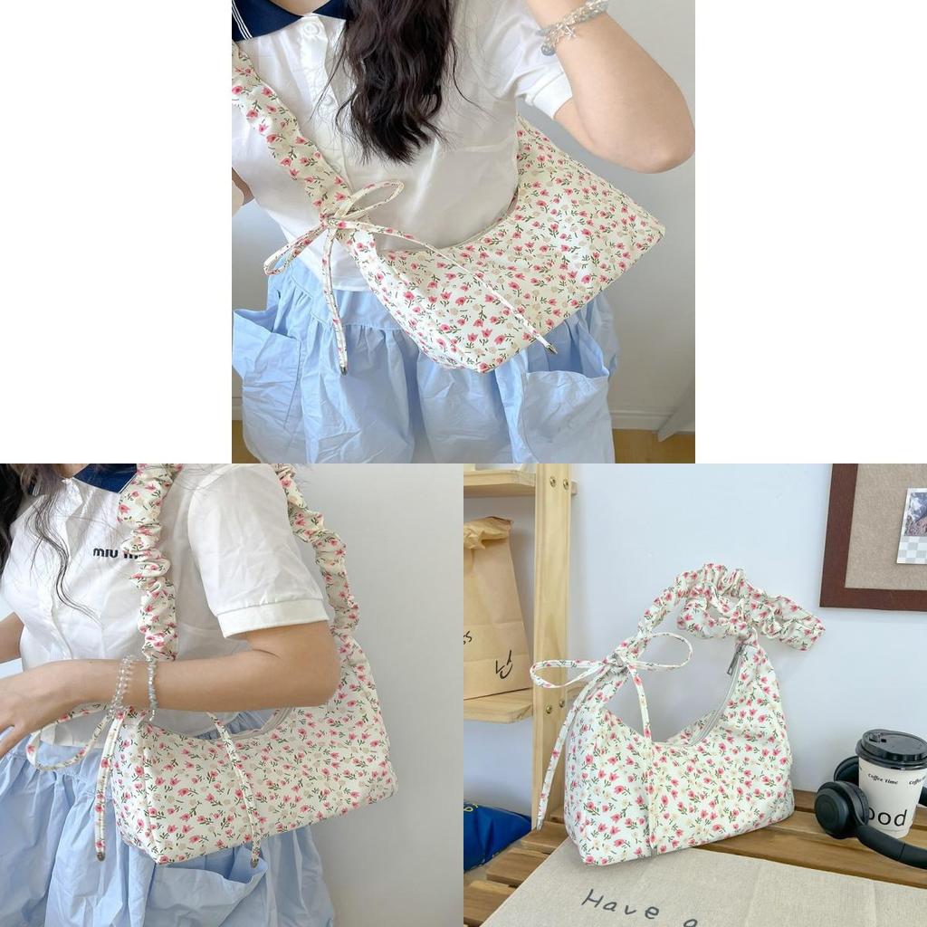 Canvas Bag For Women With Drawstring Closure And Floral Print For Casual Daily Use