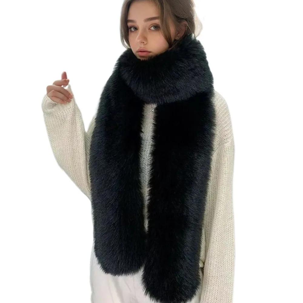 Fashionable 179*12cm Fake Fur Long Scarf Thick Soft Long Strip Scarf Fur Decor Winter Fluffy Scarf for Women Men Outdoor