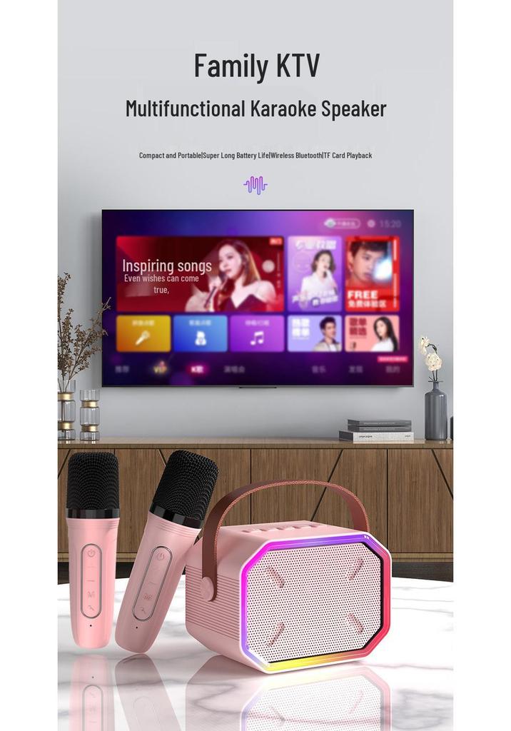 P3 Bluetooth Mini Speaker with Wireless Microphone for Home Karaoke