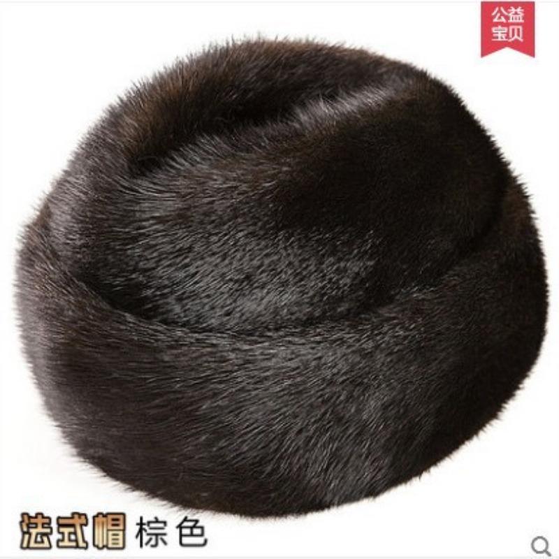 Whole leather mink hair hat men's winter old fur hat mink warm presidential hat master hat cotton hat