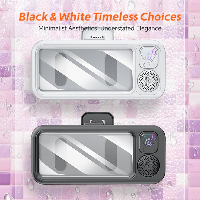HBS615 Bathroom Waterproof Phone Box with Bluetooth Speaker Sound System Bracket Touchscreen Phone Holder Shower Case