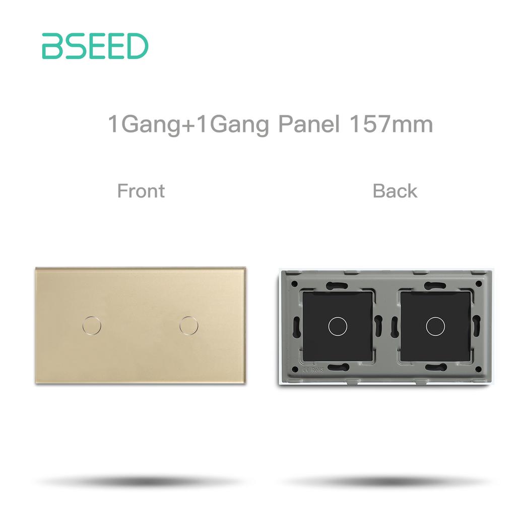 BSEED 1/2/3Gang Touch Switches 1/2/3Way Function Base Sensor Glass Panel EU Wall Sockets USB Type-c Plug DIY Free Combination