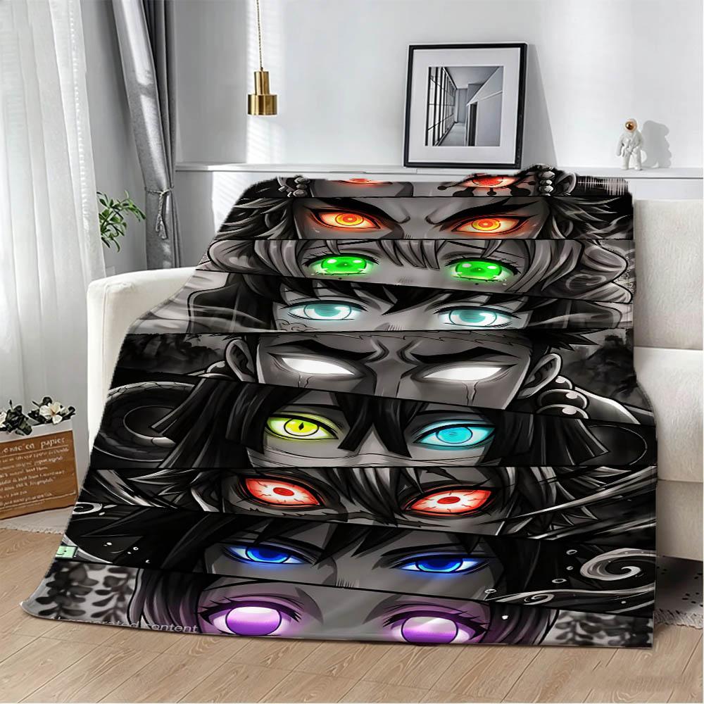 3D Cartoon Demon S-Slayer Anime Nezuko Flannel Blanket Soft Throw Blanket Art For Home Decor Bedroom Bed Sofa Picnic Fans Gifts