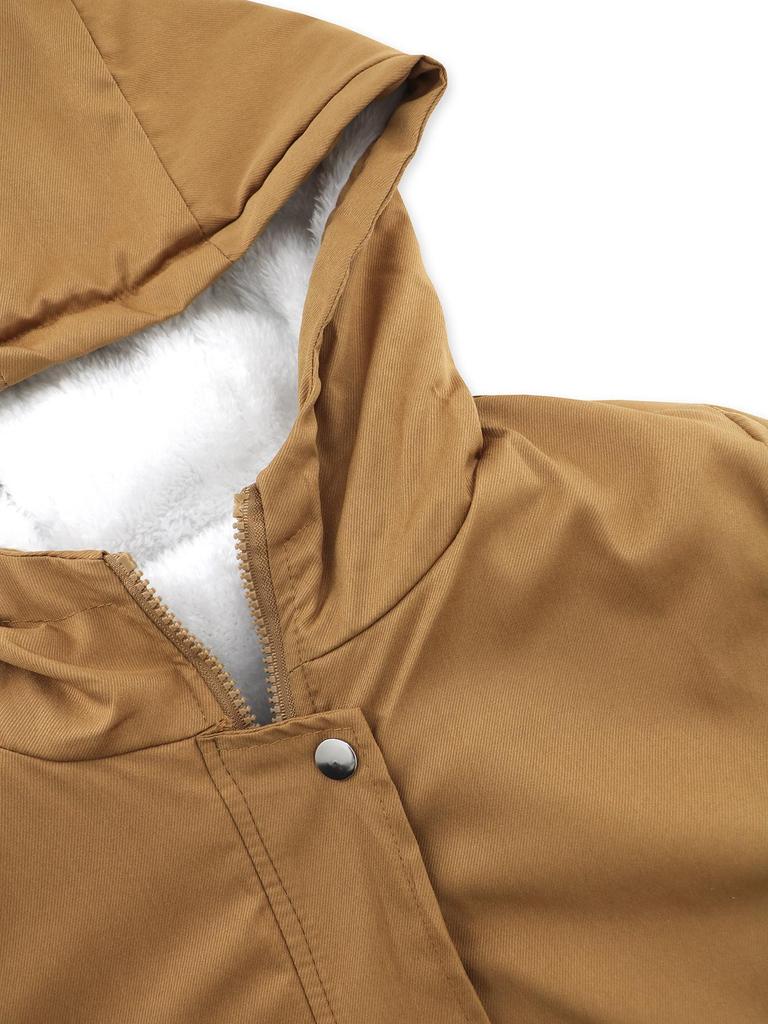 Women's 2024 Hooded Fur-Lined Windbreaker: Autumn/Winter Warm Zipper Jacket