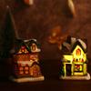 Gift Figurine Mini Miniatures Resin Craft Village House Ornament LED Light Christmas Decoration
