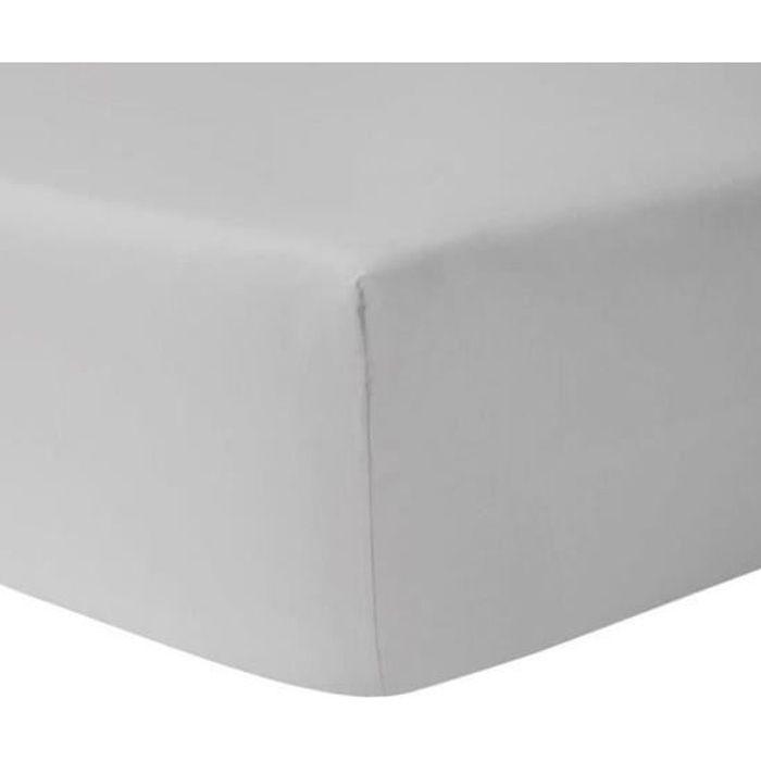 Lot de 3 Draps Housses 140 x 190 cm 100 % coton GRIS CLAIRE/BLANC/CHOCO - HOMEROKK