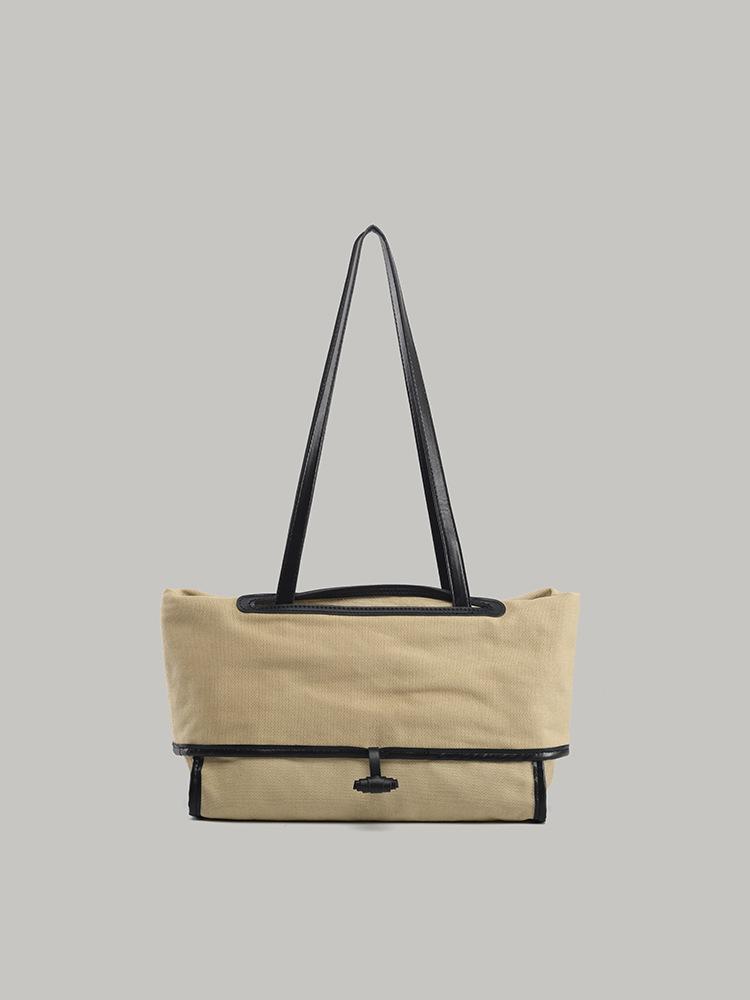 

Niche design shoulder bag women s 2025 new high-end lazy canvas bag fashion underarm tote bag бежевый