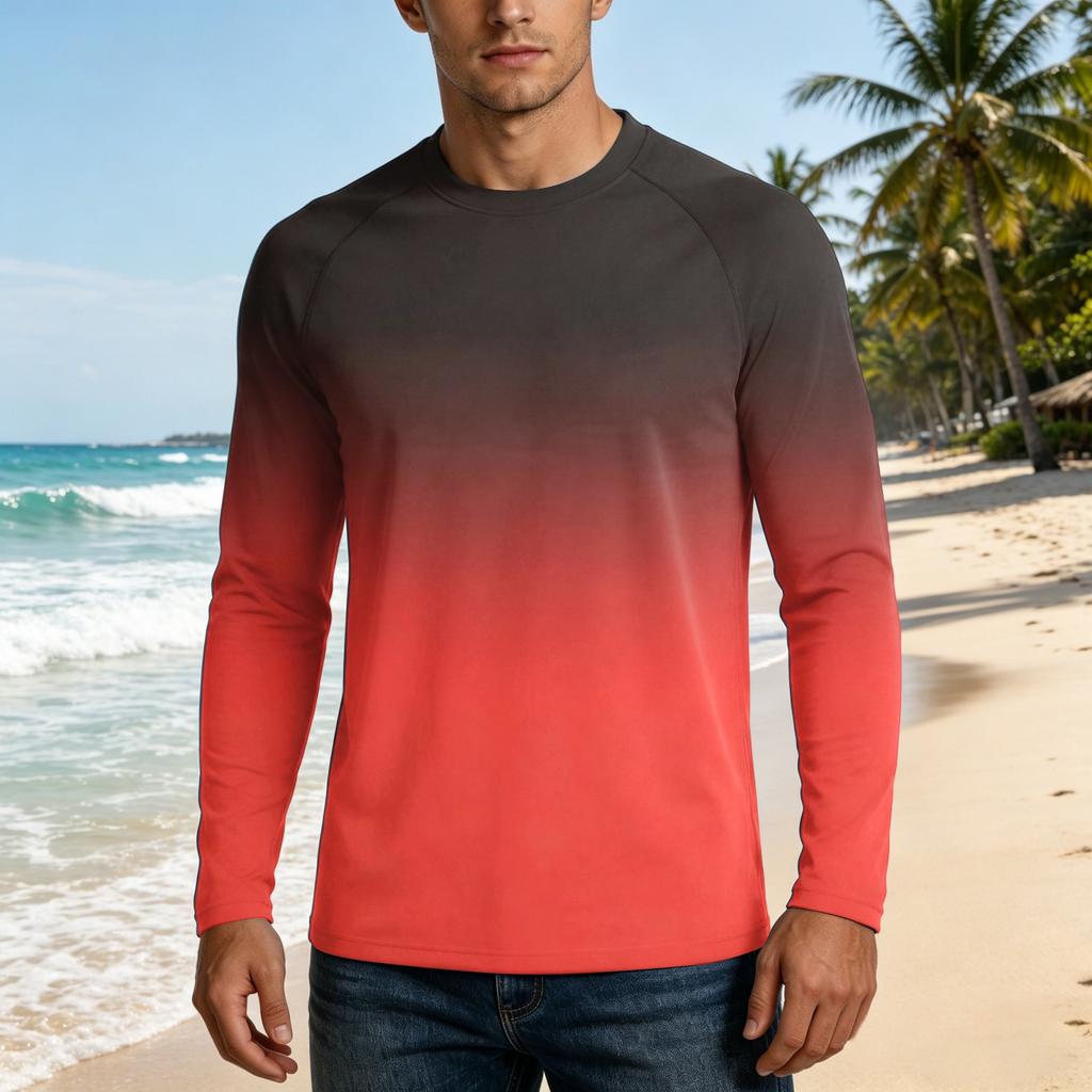 Men's Long Sleeve Outdoor Shirt UPF50 Plus Sun Protection Breathable Loose Fit Summer Casual Lightweight Quick Drying T-Shirt