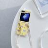 For Samsung Galaxy Z Flip5 5G Folding Phone Case Cartoon Pattern Leather+PC Cover with Long Strap