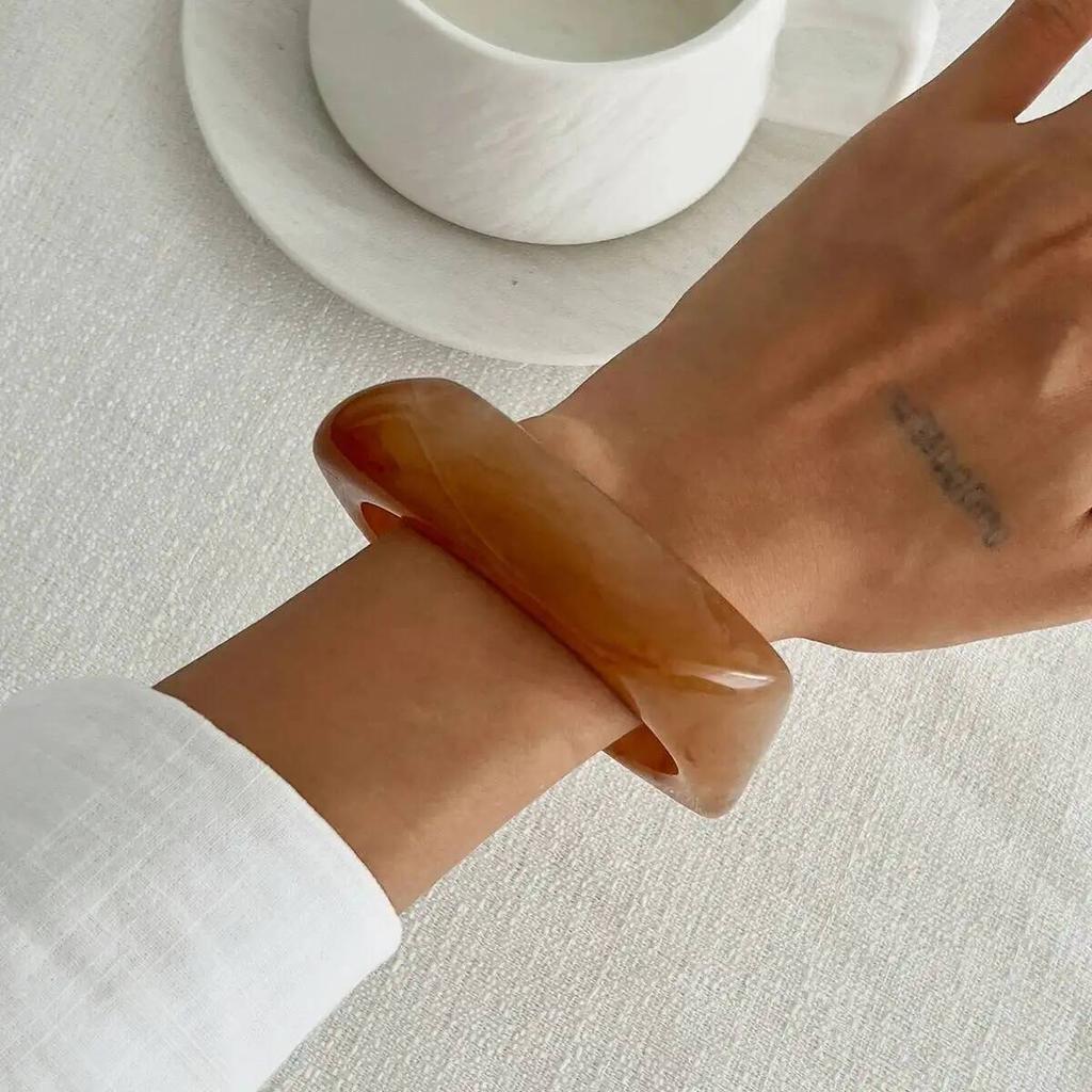 IngeSight.Z 3 Styles Punk New Irregular Wide Chunky Geometric Resin Bangles Women Men Hip Hop Stacking Bracelets Jewelry Gifts