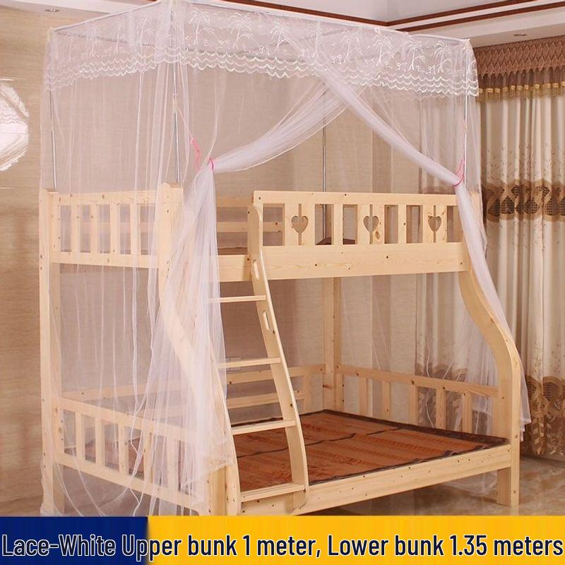 Child & Mother Integrated Bunk Bed with Double Layer Encrypted Mosquito Net and Thickened Support