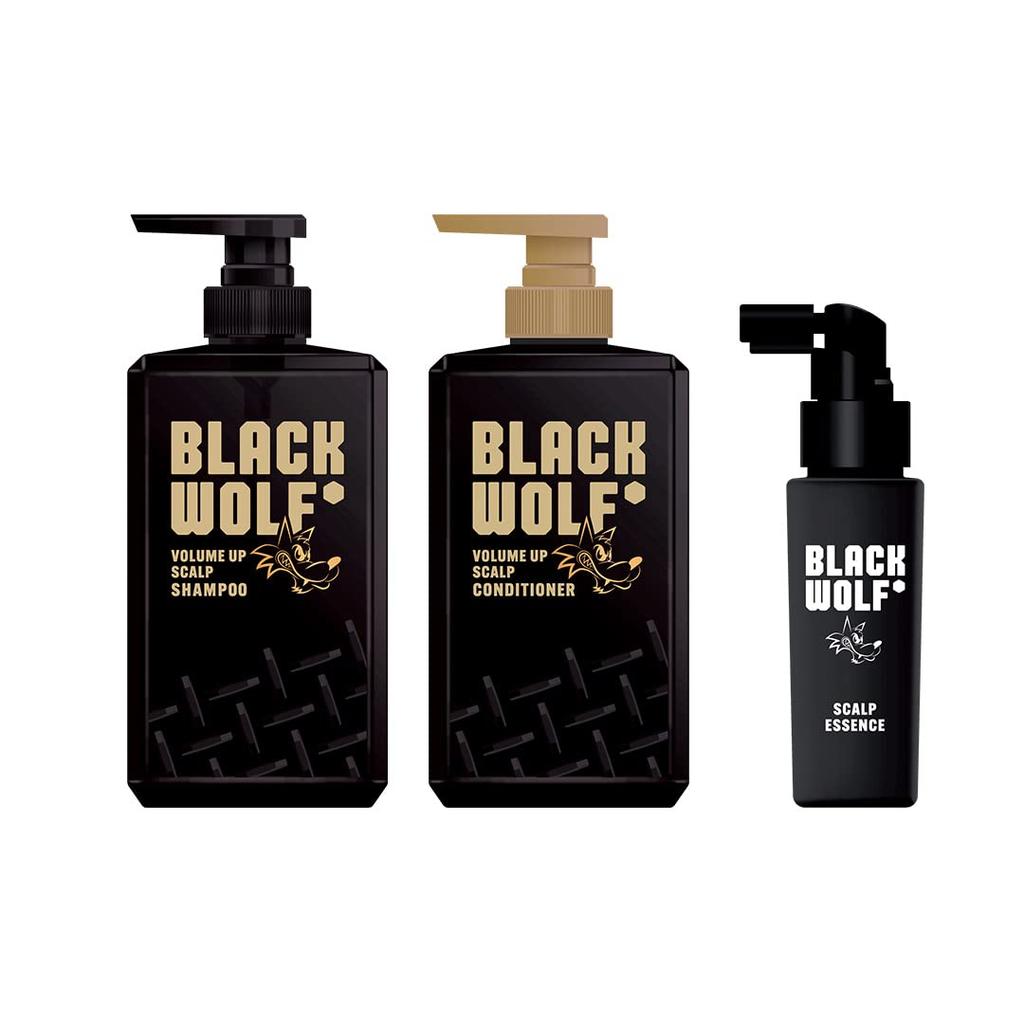 BLACK WOLF Black Contains Hematin Repair Black Wolf Volume Up Scalp Shampoo Conditioner Scalp Essence Included Limited Edition 3 Pieces Assorted