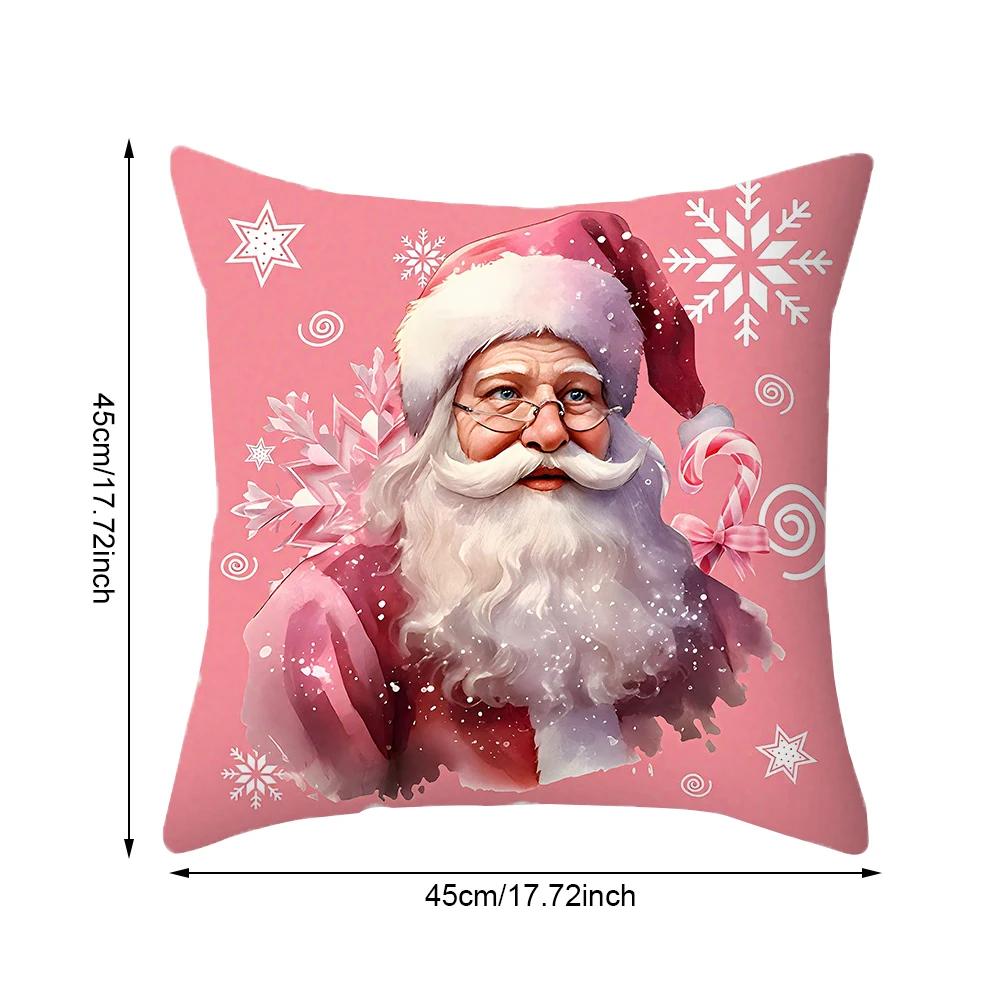 Runtow 45x45cm Christmas Throw Pillow Cover Merry Christmas Decor for Home Xmas Navidad 2025 Santa Claus Gifts New Year 2026