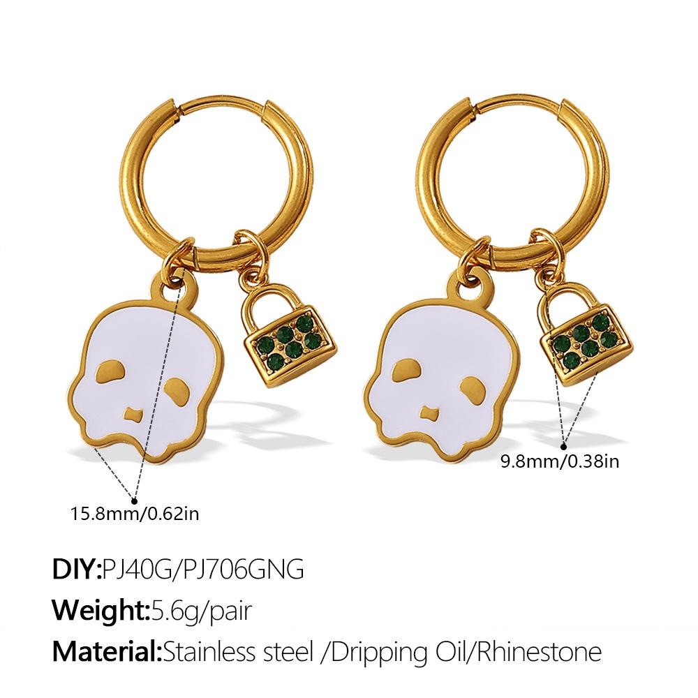 Christmas DIY pumpkin pendant earrings stainless steel gold-plated oil-dripping temperament versatile jewelry women