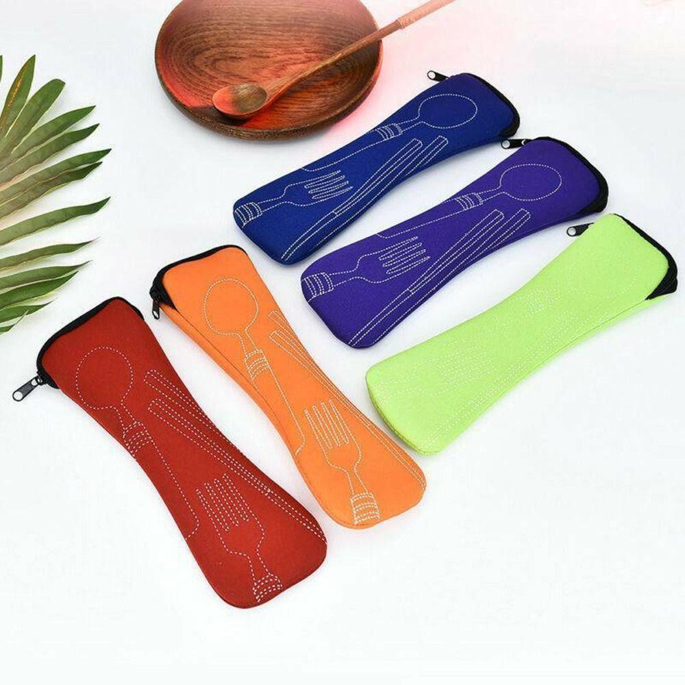 Without Dinnerware Tableware Bag New Travel Packaging Picnic Fork Spoon Storage Box Portable Tableware Case Home Kitchen