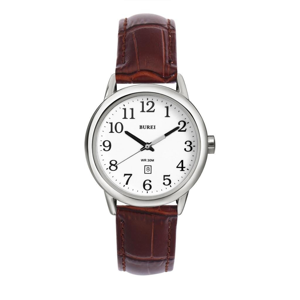BUREI Japanese Quartz Date Leather Casual Watch for Women Women's Watch, Movement, Stylish, Waterproof, Display, Strap, Simple, Lightweight,