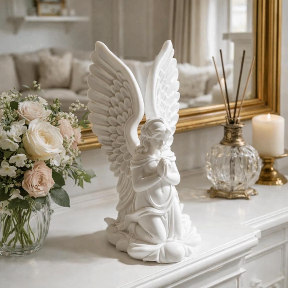 3D Printed Angel Figurine Exquisite Angel Ornament Bookshelf Decor Winged Sculpture Home