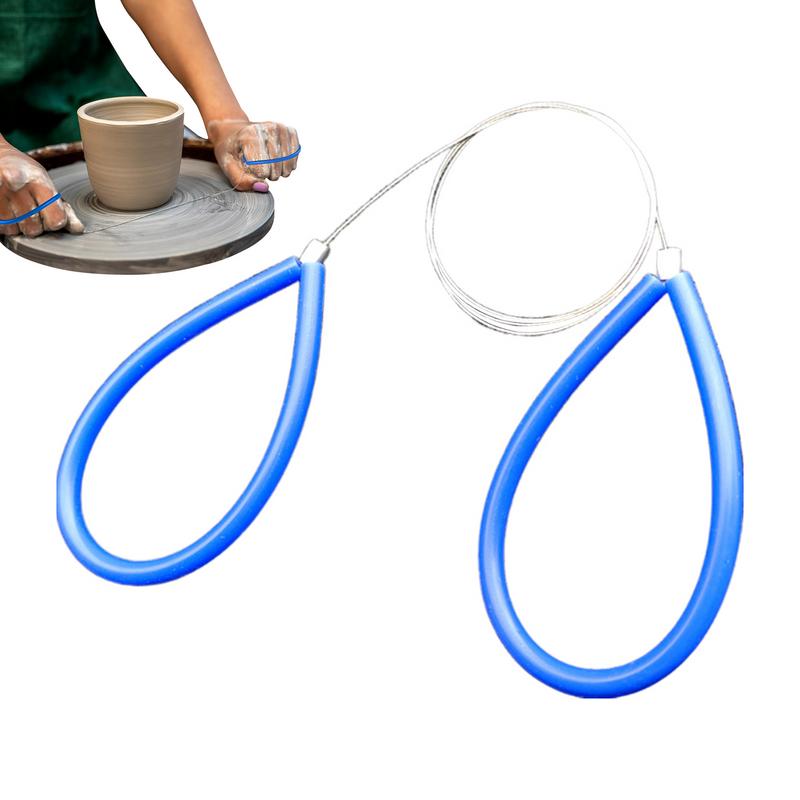 Pottery Mud Cutting Line Stainless Steel Wire Polymer Clay Cutter Rubber Handle Mud Cutter DIY Ceramic Mud Plate Forming Tool
