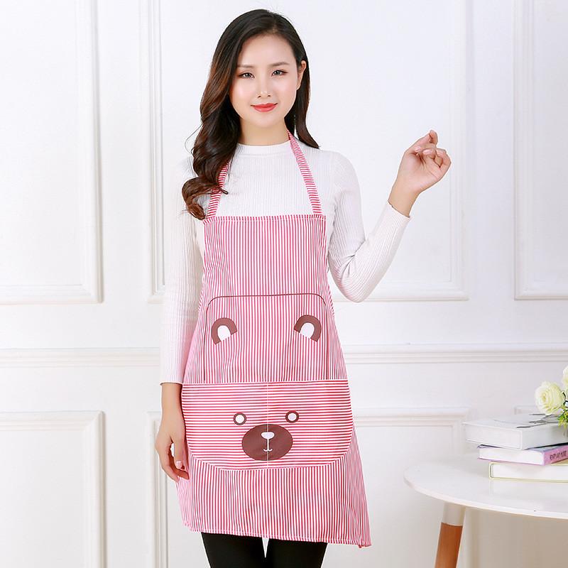 Sleeveless Apron With Bear Print For Home Cooking And Antistain Protection