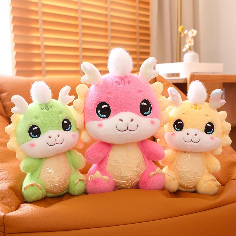 Cute Colorful Dragon Dolls  Year of Dragon Mascot  Plush Toys Year of Dragon Doll Gift