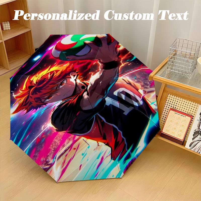 8‑Rib Automatic Umbrella, Haikyuu Design Foldable Umbrella for Sun Rain Protection Travel