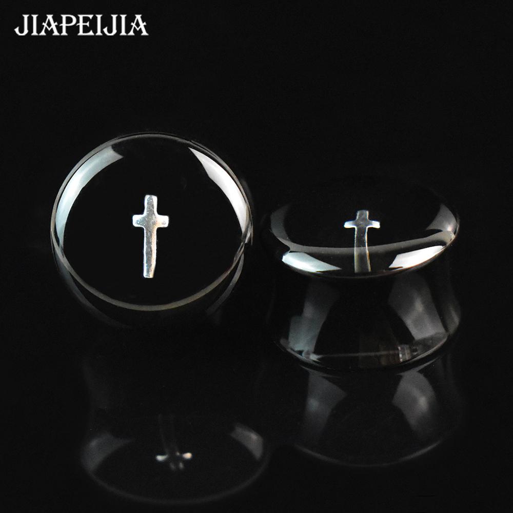 2 Stück Kreuz Ohr Tunnel Dehnstäbe Double Flared Plug Ohr Expander Dehner Körperpiercing Schmuck