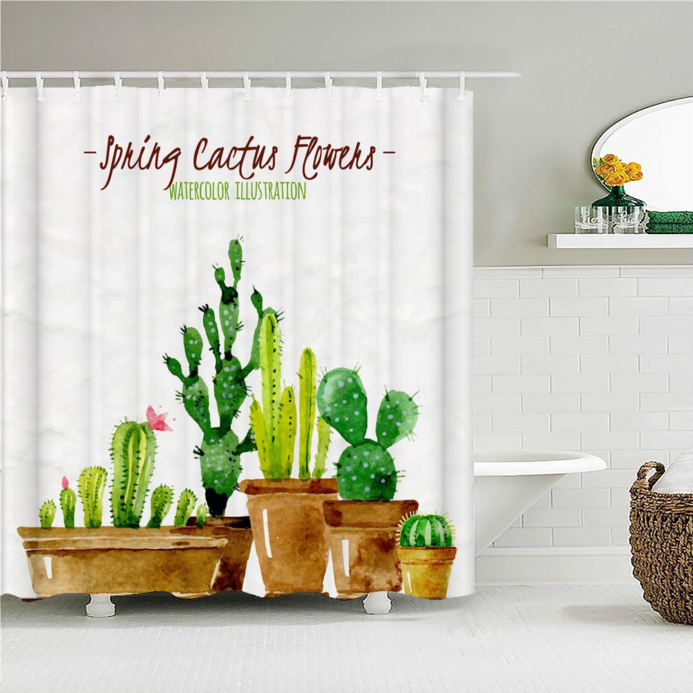 Flowers Grass Green Plants Waterproof Shower Curtains For Bathroom Bath Curtains Multi-Size 240*180Cm 3D Print Shower Curtain