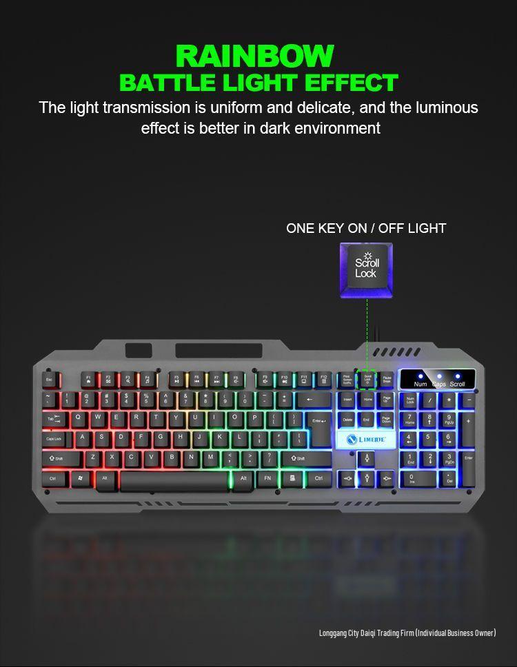 Metal Gaming Keyboard & Mouse Set with Mechanical Feel & Floating Keys